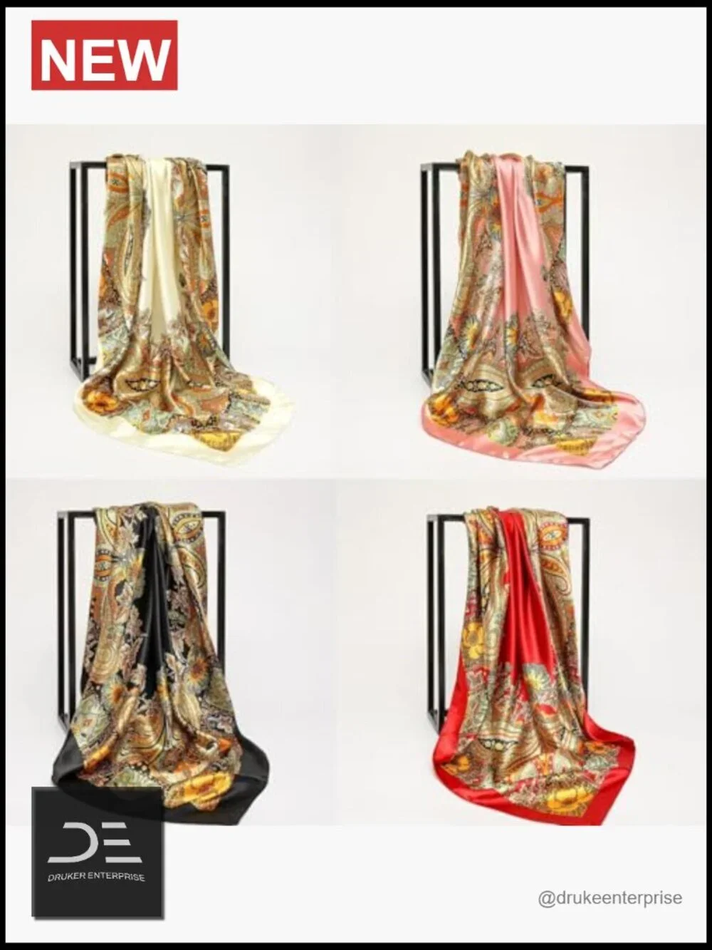 Large Square Satin Scarf Silk Feeling Hair Scarf 35